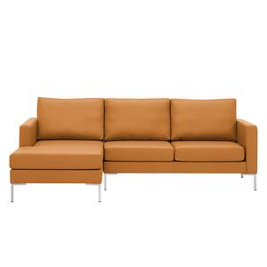 Hoekbank Portobello echt leer Echt leer Gad: Cognackleurig I - Breedte: 207 cm - Longchair vooraanzicht links