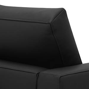 Hoekbank Portobello echt leer Echt leer Gad: Zwart - Breedte: 207 cm - Longchair vooraanzicht links