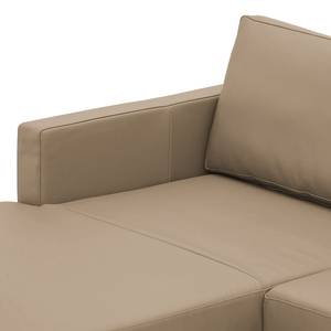 Hoekbank Portobello echt leer Echt leer Gad: Taupe - Breedte: 207 cm - Longchair vooraanzicht links