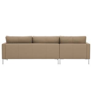 Hoekbank Portobello echt leer Echt leer Gad: Taupe - Breedte: 251 cm - Longchair vooraanzicht links