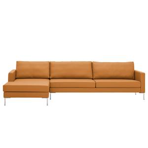 Ecksofa Portobello Echtleder Echtleder Gad: Cognac I - Breite: 293 cm - Longchair davorstehend links