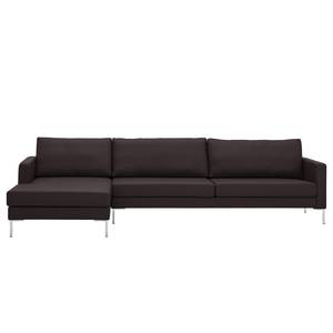 Ecksofa Portobello Echtleder Echtleder Gad: Dunkelbraun - Breite: 293 cm - Longchair davorstehend links