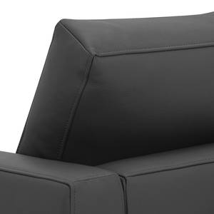 Hoekbank Portobello echt leer Echt leer Gad: Antracietkleurig - Breedte: 207 cm - Longchair vooraanzicht rechts