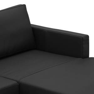 Canapé d'angle Portobello Cuir véritable Cuir véritable Gad : Noir - Largeur : 207 cm - Méridienne courte à droite (vue de face)