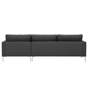 Hoekbank Portobello echt leer Echt leer Gad: Antracietkleurig - Breedte: 251 cm - Longchair vooraanzicht rechts