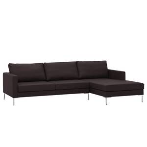 Ecksofa Portobello Echtleder Echtleder Gad: Dunkelbraun - Breite: 251 cm - Longchair davorstehend rechts