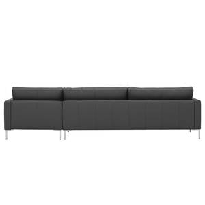 Hoekbank Portobello echt leer Echt leer Gad: Antracietkleurig - Breedte: 293 cm - Longchair vooraanzicht rechts