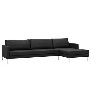 Ecksofa Portobello Echtleder Echtleder Gad: Schwarz - Breite: 293 cm - Longchair davorstehend rechts