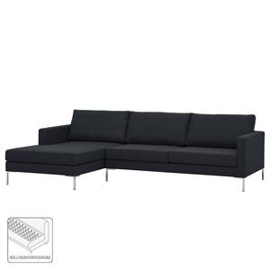 Ecksofa Portobello Webstoff Stoff Ramira: Anthrazit - Breite: 251 cm - Longchair davorstehend links