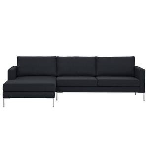 Hoekbank Portobello geweven stof Stof Ramira: Antraciet - Breedte: 251 cm - Longchair vooraanzicht links