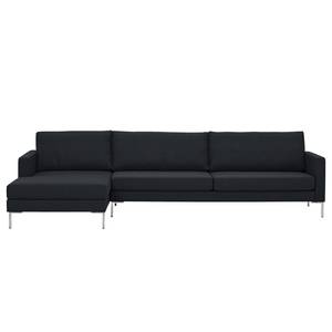 Hoekbank Portobello geweven stof Stof Ramira: Antraciet - Breedte: 293 cm - Longchair vooraanzicht links