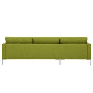 Hoekbank Portobello geweven stof Stof Ramira: Limegroen - Breedte: 251 cm - Longchair vooraanzicht links