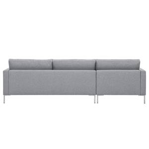 Hoekbank Portobello geweven stof Stof Ramira: ilverkleurig - Breedte: 251 cm - Longchair vooraanzicht links