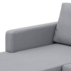 Hoekbank Portobello geweven stof Stof Ramira: ilverkleurig - Breedte: 251 cm - Longchair vooraanzicht links