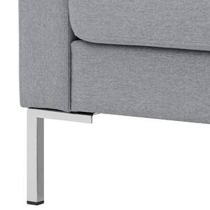 Hoekbank Portobello geweven stof Stof Ramira: ilverkleurig - Breedte: 251 cm - Longchair vooraanzicht links