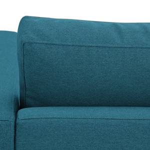 Hoekbank Portobello geweven stof Stof Ramira: Turquoise - Breedte: 251 cm - Longchair vooraanzicht links