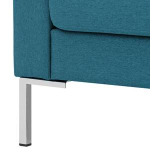 Hoekbank Portobello geweven stof Stof Ramira: Turquoise - Breedte: 251 cm - Longchair vooraanzicht links