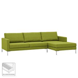 Ecksofa Portobello Webstoff Stoff Ramira: Limette - Breite: 251 cm - Longchair davorstehend rechts