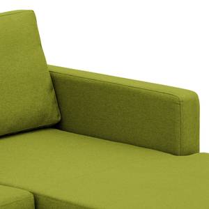 Hoekbank Portobello geweven stof Stof Ramira: Limegroen - Breedte: 293 cm - Longchair vooraanzicht rechts