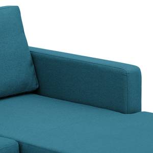 Hoekbank Portobello geweven stof Stof Ramira: Turquoise - Breedte: 251 cm - Longchair vooraanzicht rechts