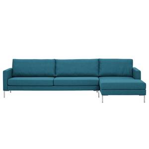 Ecksofa Portobello Webstoff Stoff Ramira: Türkis - Breite: 293 cm - Longchair davorstehend rechts