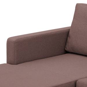 Hoekbank Portobello geweven stof Geweven stof Milan: Grijs-Marron - Breedte: 207 cm - Longchair vooraanzicht links