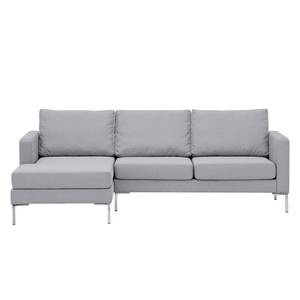 Hoekbank Portobello geweven stof Geweven stof Milan: Lichtgrijs - Breedte: 207 cm - Longchair vooraanzicht links