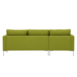 Hoekbank Portobello geweven stof Stof Ramira: Limegroen - Breedte: 207 cm - Longchair vooraanzicht links