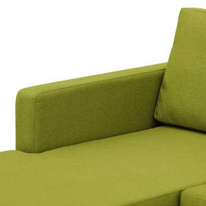 Hoekbank Portobello geweven stof Stof Ramira: Limegroen - Breedte: 207 cm - Longchair vooraanzicht links