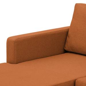 Hoekbank Portobello geweven stof Geweven stof Milan: Roestbruin - Breedte: 207 cm - Longchair vooraanzicht links