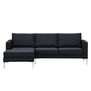 Hoekbank Portobello geweven stof Stof Ramira: Antraciet - Breedte: 207 cm - Longchair vooraanzicht links