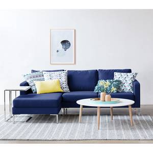 Hoekbank Portobello geweven stof Stof Ramira: Blauw - Breedte: 207 cm - Longchair vooraanzicht links