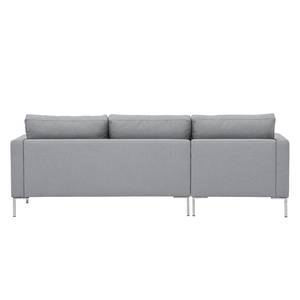 Hoekbank Portobello geweven stof Stof Ramira: ilverkleurig - Breedte: 207 cm - Longchair vooraanzicht links