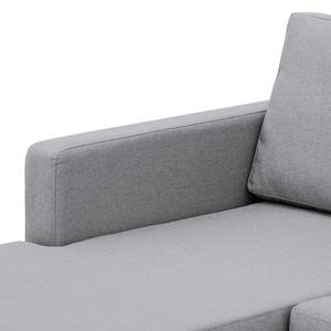 Hoekbank Portobello geweven stof Stof Ramira: ilverkleurig - Breedte: 207 cm - Longchair vooraanzicht links