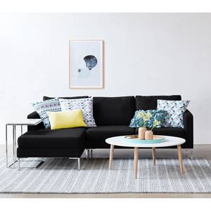 Hoekbank Portobello geweven stof Stof Selva: Antraciet - Breedte: 207 cm - Longchair vooraanzicht links