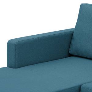 Hoekbank Portobello geweven stof Stof Ramira: Turquoise - Breedte: 207 cm - Longchair vooraanzicht links