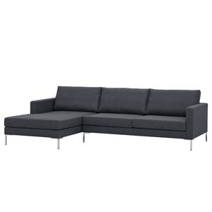 Hoekbank Portobello geweven stof Geweven stof Milan: Antraciet - Breedte: 251 cm - Longchair vooraanzicht links