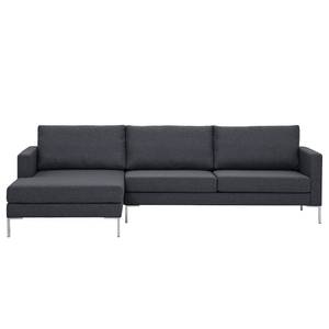 Hoekbank Portobello geweven stof Geweven stof Milan: Antraciet - Breedte: 251 cm - Longchair vooraanzicht links