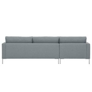 Hoekbank Portobello geweven stof Stof Selva: Grijs - Breedte: 251 cm - Longchair vooraanzicht links