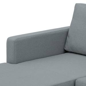 Hoekbank Portobello geweven stof Stof Selva: Grijs - Breedte: 251 cm - Longchair vooraanzicht links