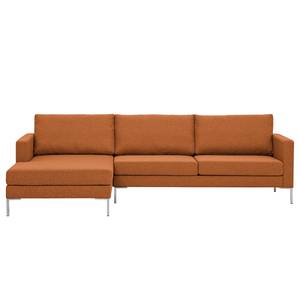 Hoekbank Portobello geweven stof Geweven stof Milan: Roestbruin - Breedte: 251 cm - Longchair vooraanzicht links