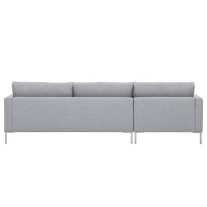 Hoekbank Portobello geweven stof Geweven stof Milan: Lichtgrijs - Breedte: 251 cm - Longchair vooraanzicht links