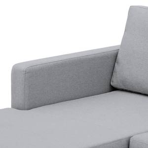 Hoekbank Portobello geweven stof Geweven stof Milan: Lichtgrijs - Breedte: 251 cm - Longchair vooraanzicht links