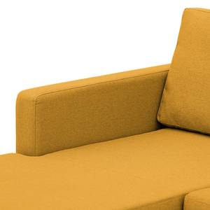 Canapé d'angle Portobello Tissu Tissu Selva : Jaune moutarde - Largeur : 251 cm - Méridienne courte à gauche (vue de face)