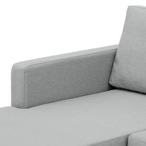 Hoekbank Portobello geweven stof Stof Selva: Zilvergrijs - Breedte: 251 cm - Longchair vooraanzicht links