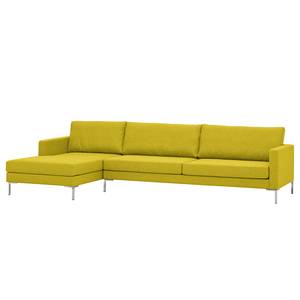 Hoekbank Portobello geweven stof Geweven stof Milan: Geel - Breedte: 293 cm - Longchair vooraanzicht links