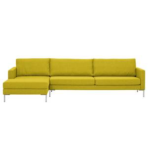 Hoekbank Portobello geweven stof Geweven stof Milan: Geel - Breedte: 293 cm - Longchair vooraanzicht links