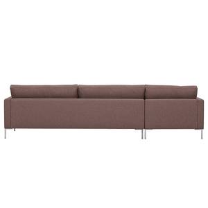 Hoekbank Portobello geweven stof Geweven stof Milan: Grijs-Marron - Breedte: 293 cm - Longchair vooraanzicht links