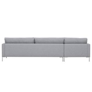 Hoekbank Portobello geweven stof Geweven stof Milan: Lichtgrijs - Breedte: 293 cm - Longchair vooraanzicht links