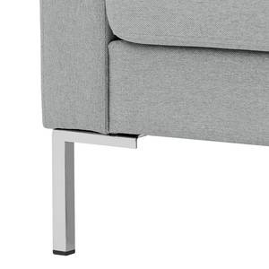 Hoekbank Portobello geweven stof Stof Selva: Zilvergrijs - Breedte: 293 cm - Longchair vooraanzicht links